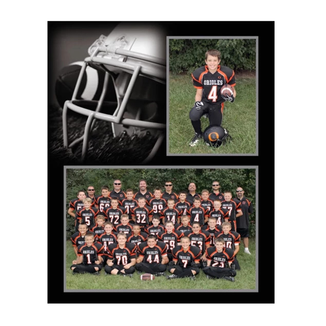 Side loading slip in Black/White Tyndell HD-103 Football Memory Mate mount 7x5/3x5.