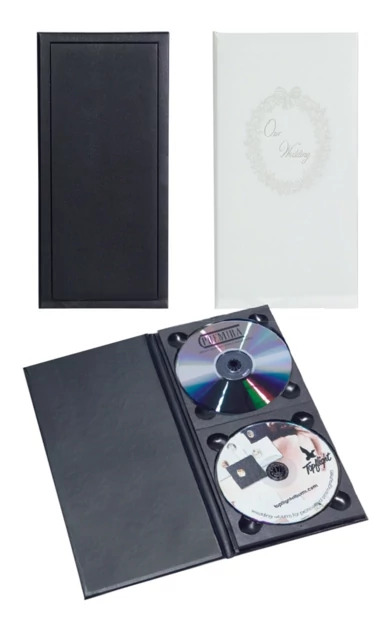 Our wedding embossed white and plain black/black TAP Double Vertical CD Albums cover.