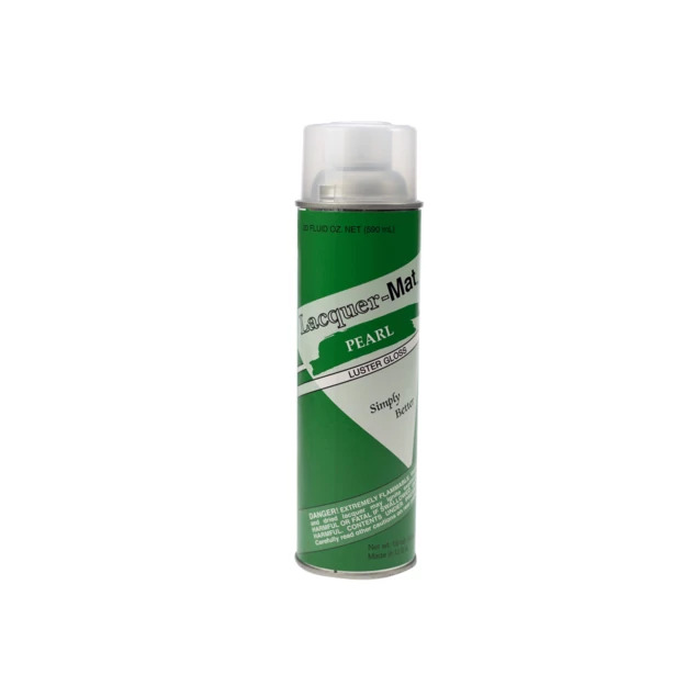 Lacquer-Mat Pearl green label aerosol spray can.