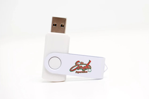 Tyndell White USB Swivel Flash Drive and Metal Aluminum Tin Bundle 128MB, 256MB, 512MB, 1GB, 2GB, 4GB, 8GB, 16GB, 64GB