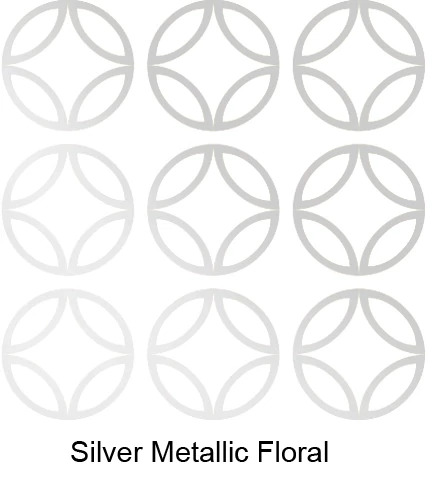 Silver Metallic Modern Floral Tyndell Tissue 5x20, 10x20, 14x30, 20x30.