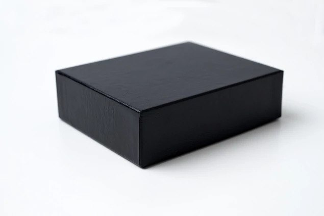 CLEARANCE 1.5" Portrait Box - Black Leather - Clearance