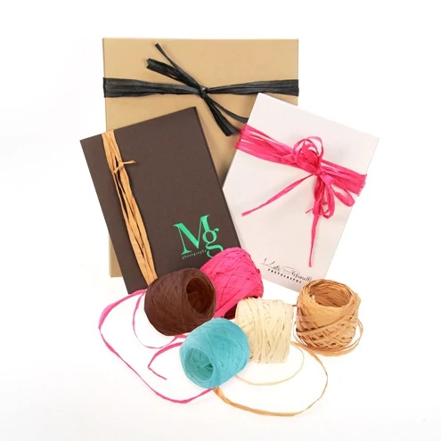 Fuchsia, Chocolate/Brown, Kraft, Cream, Turquoise, Black Tyndell Raffia ribbon 5mm.