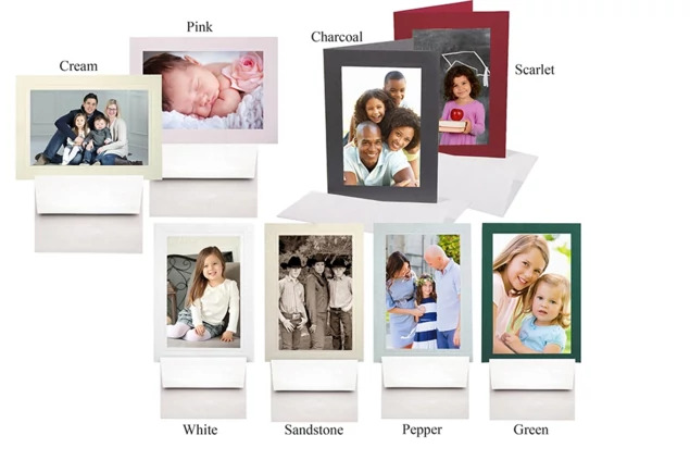 Cream, Pink, Charcoal, Scarlet, White, Sandstone, Pepper, Green TAP Photo Insert Cards 4x6 25pk.