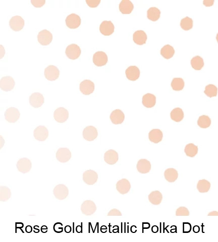 Rose Gold Metallic Polka Dot Tyndell Tissue 5x20, 10x20, 14x30, 20x30.