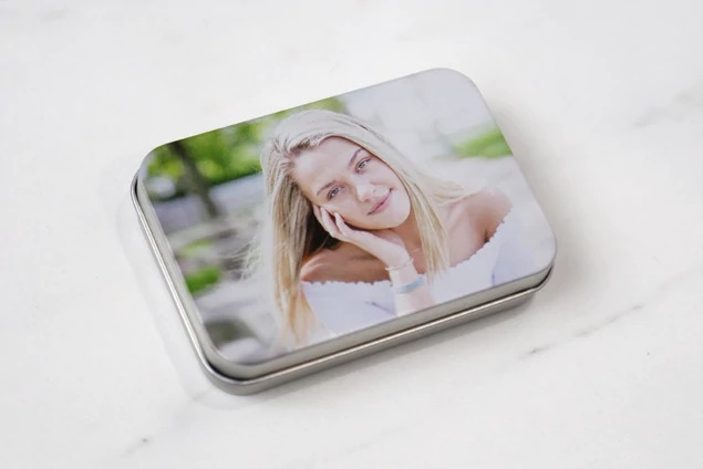 Aluminum Tyndell Metal Tin Flash Drive USB Box 2.5x3.5 with foam insert.