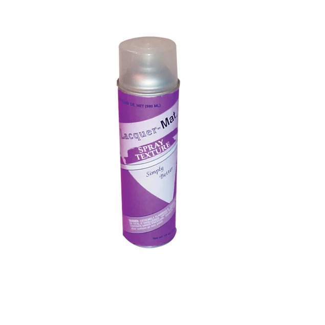 Lacquer-Mat Texture purple label aerosol spray can.