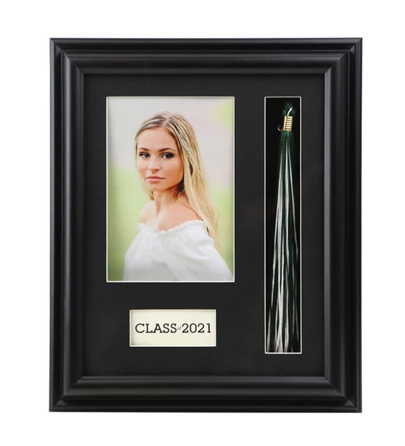 Black Wood Graduation Tassel Frame easel back 4-4x5, 5x7, 8x10 horizontal/vertical with year.