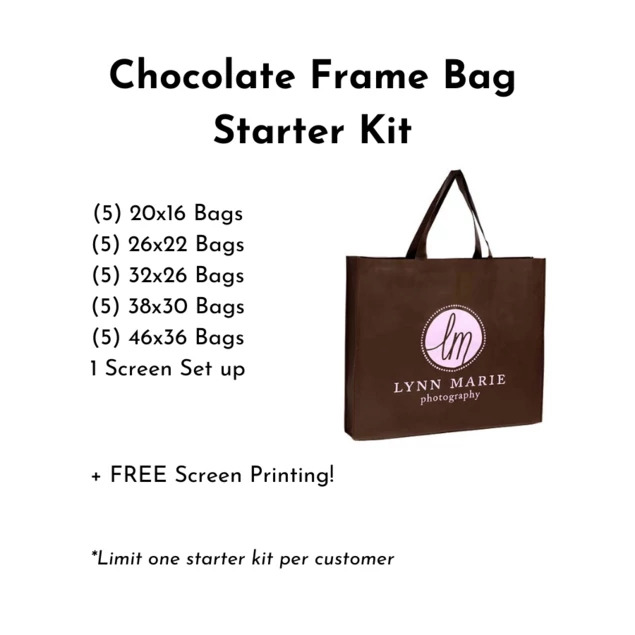 Chocolate Brown Tyndell Frame Bag Starter Kit 20x16, 26x22, 32x26, 38x30, 46x36.