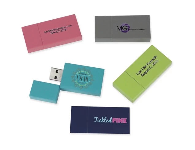 Lime Green, Navy Blue, Dusty Rose Pink Modern Gloss Tyndell Wood Flash Drive USB 4GB, 8GB, 16GB