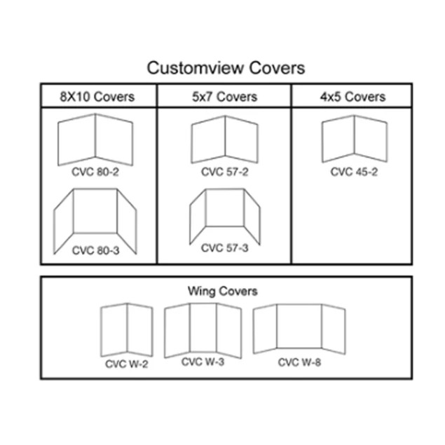 TAP Custom View Folio Cover diagram of 8x10 5x7 4x5 and Wing covers