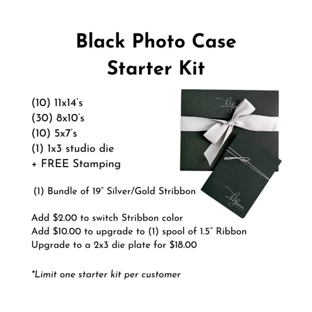 Black Tyndell Photo Case envelope Starter Kit 5x7 8x10 11x14 with Stribbon or ribbon horizontalvertical 