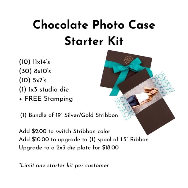 Brown Chocolate Tyndell Photo Case Starter Kit 5x7, 8x10, 11x14 with Stribbon. 