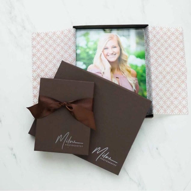 chocolate brown portrait print box rigid