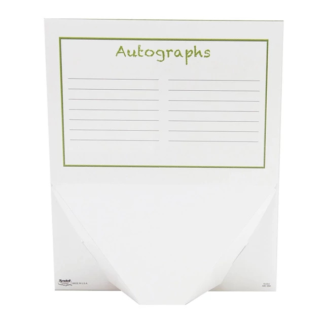 Side loading slip in White/green Tyndell ABC Memory Mate 7x5/3x5 with autographs.