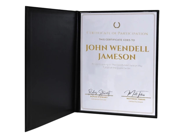 Leatherette Black/Gold TAP Premier Certificate Holder folder with acetate sleeve 8.5x11, 11x8.5.