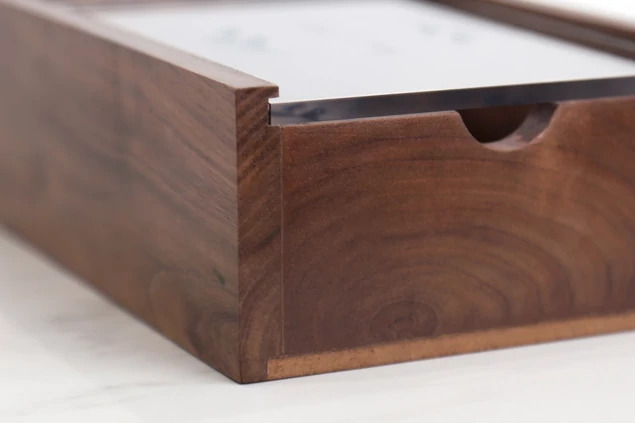 Walnut Tyndell Wood Print Box with Clear Acrylic Top 4x6, 5x7.