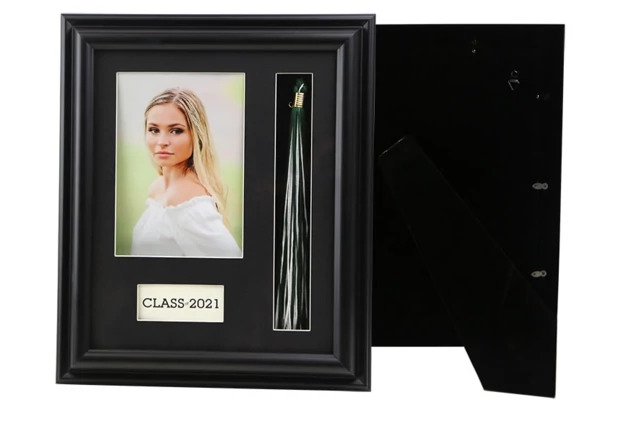 Black Wood Graduation Tassel Frame easel back 4-4x5, 5x7, 8x10 horizontal/vertical with year.