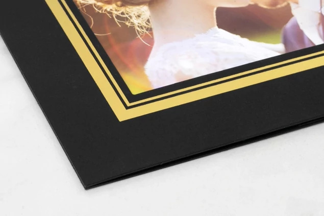 DUAL EASEL cardstock frame 4x6 Black w/gold foil border (sold in