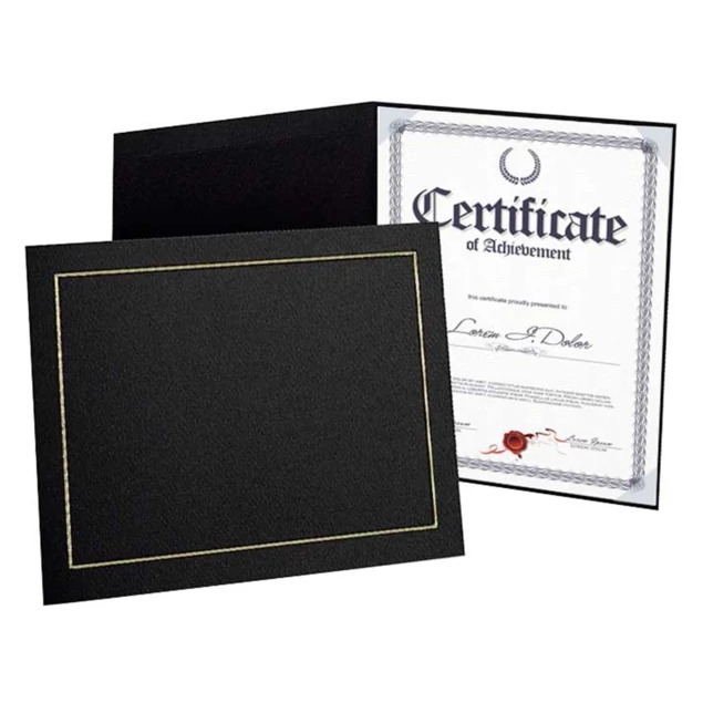 Corner tuck Black Gold award Certificate Holder 8.5x11 and 11x8.5.