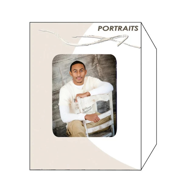 Side loading slip in White/tan Tyndell 5559 Portrait Envelopes 9.5x12 with window.