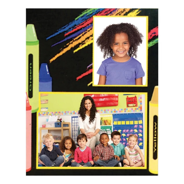 Black with Red/Blue/Green crayons TAP Crayon Memory Mate mount 3x5/7x5.