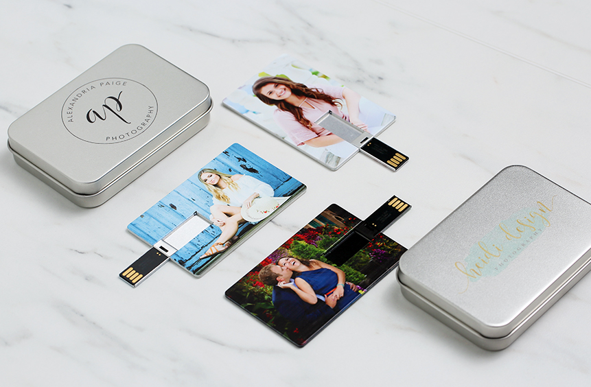 Credit Card Flash Drive and Metal Tin Box